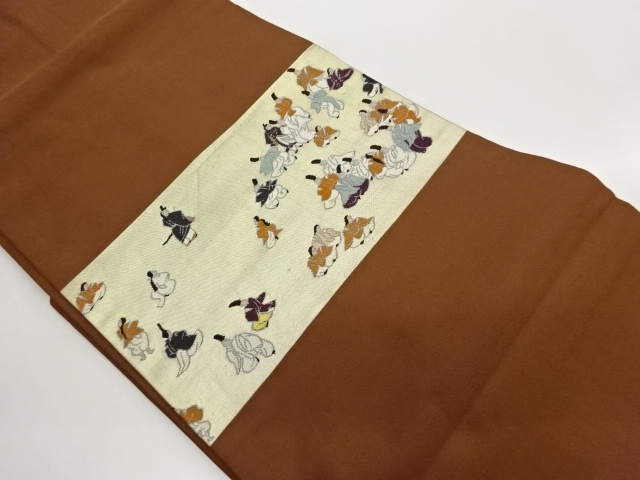 時代人物模様織出し名古屋帯